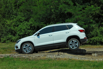 Off-road SUV on the test site - 800526571