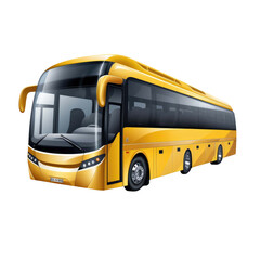 yellow tour bus isolated on a transparent background
