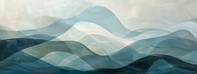 Blue Wave Symphony: A vibrant illustration blending shades of blue, depicting fluid waves dancing across an abstract backdrop, evoking a sense of movement and serenity