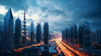 Obraz premium Embark on a visual journey through Connected Earth, where the fusion of digital elements, precision location pins, flowing data, and the vibrancy of a smart city converge to create a captivating scen