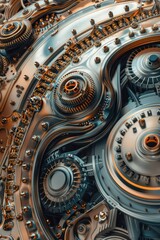 mechanic metallic gears background, realistic and detailed