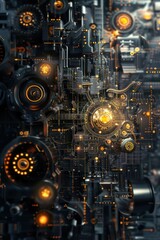 mechanic metallic gears background, realistic and detailed