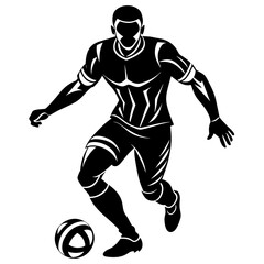 Football player silhouette vector illustration isolated on a white background.  Football player vector art logo concept.
