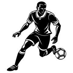 Football player silhouette vector illustration isolated on a white background.  Football player vector art logo concept.