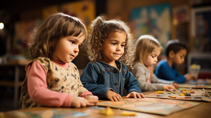 children playing in a classroom