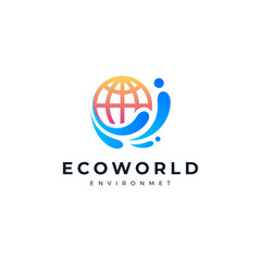 colorful globe with water for nature and environment logo