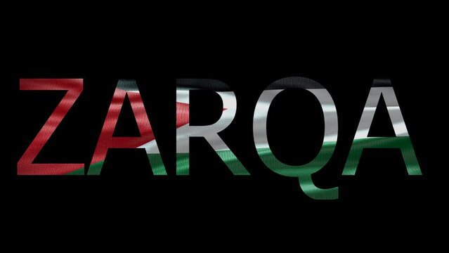 Zarqa Name on Transparent Background. Waving Flag