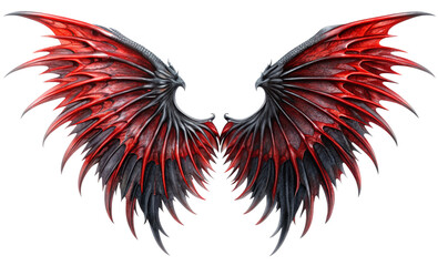 demon red and black wings only  on white background