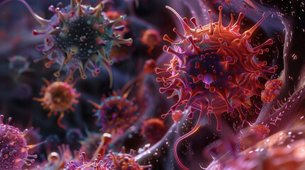 Fototapeta premium Complexity of Microscopic Viruses Revealed