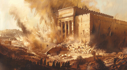 Fototapeta premium Historic event of Destruction of the 2nd Jewish temple. Bible stories