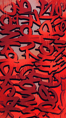Abstract graffiti art mural art background. Red color street art graffiti urban.