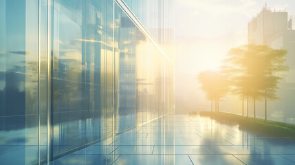 Modern Office Building: Abstract Background with Glass Windows and Shallow Depth of Field