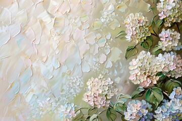 Hydrangea Tranquility: Abstract Oil Painting Landscape in Pale Tones