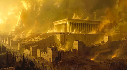 Fototapeta premium Historic event of Destruction of the 2nd Jewish temple. Bible stories