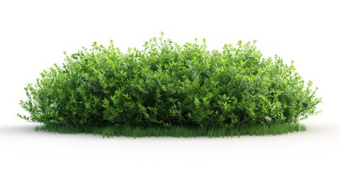 branched green park low bush isolated with a white background