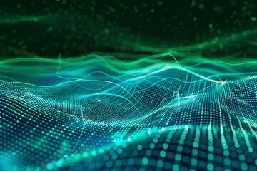 AI Big Data Innovation: 3D Cyber Nano Connect in Blue Green Digital Landscape