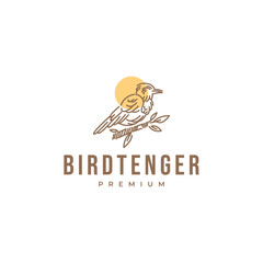 logo of a bird perched on a tree trunk. logo with vintage and retro design style