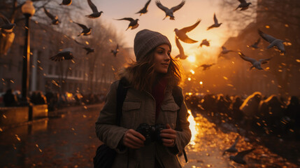 portrait of a woman with birds