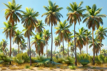 Fototapeta na wymiar Tropical palm trees on a sunny day