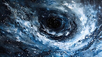 Cosmic Swirls:A Captivating Celestial Abstract Painting with Bold Brushstrokes and Ethereal Monochrome Tones