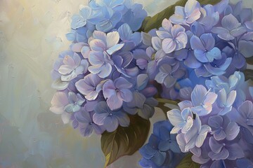 Hydrangea Blooms: Decorative Spring Oil Painting with Impasto Texture