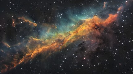 Dazzling Cosmic Tapestry:A Mesmerizing Astrophotographic Depiction of a Glowing Interstellar Nebula against the Backdrop of Distant Stars