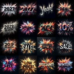 Sale promo. Particles explosion. AI generated illustration - 800534147