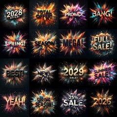 Sale promo. Particles explosion. AI generated illustration - 800534319