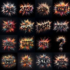 Sale promo. Particles explosion. AI generated illustration - 800534335