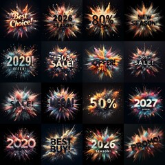 Sale promo. Particles explosion. AI generated illustration - 800534390