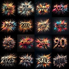 Sale promo. Particles explosion. AI generated illustration - 800534391