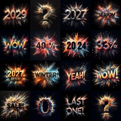 Sale promo. Particles explosion. AI generated illustration - 800534394