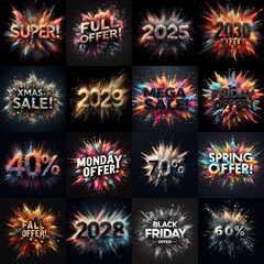 Sale promo. Particles explosion. AI generated illustration - 800534396