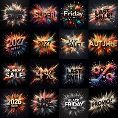 Sale promo. Particles explosion. AI generated illustration - 800534514