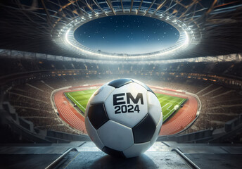 Fußball EM 2024. in einem Stadio, Fußball mit Beschriftung 