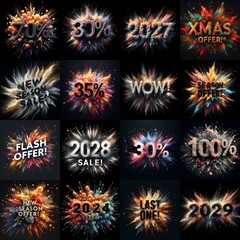 Sale promo. Particles explosion. AI generated illustration - 800534732