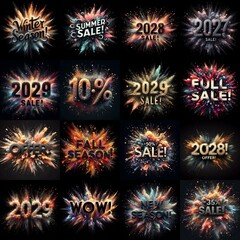 Sale promo. Particles explosion. AI generated illustration - 800534734