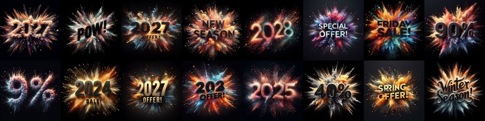 Sale promo. Particles explosion. AI generated illustration - 800534756