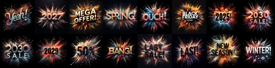 Sale promo. Particles explosion. AI generated illustration - 800534760