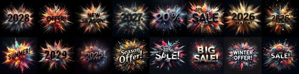 Sale promo. Particles explosion. AI generated illustration - 800534780