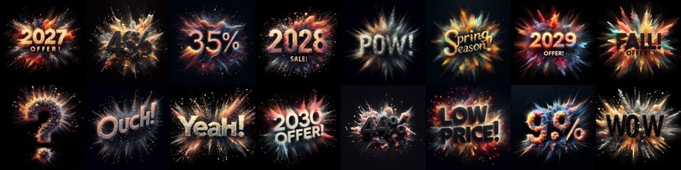 Sale promo. Particles explosion. AI generated illustration - 800534787