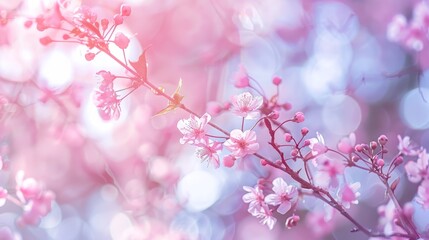 Pastel Pink Blooms and Gentle Light Bokeh