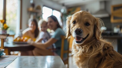 Golden Retriever Enjoying Family Time at Home