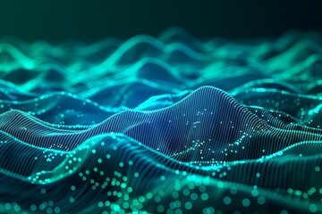 Innovative Future Tech Data - AI Visualization in Neon Blue and Green