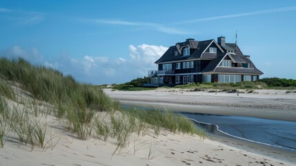 luxury beach cottage background in northern europe style isolated on nature