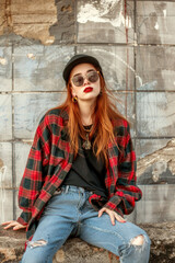A young woman channels grunge fashion and the alternative spirit of the 1990s