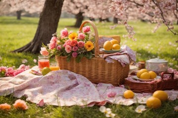 basket of apples and flowers