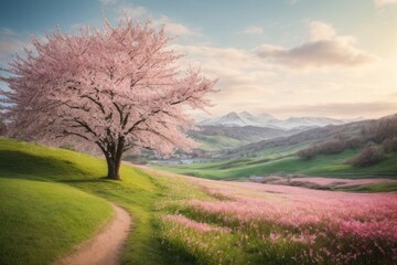 landscape with blooming trees