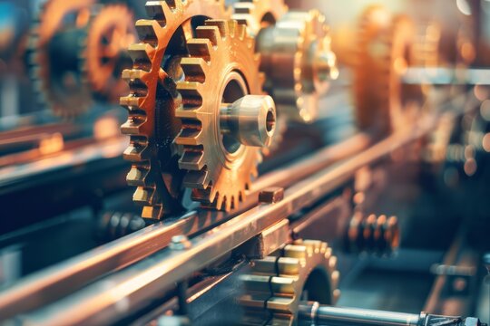 A businessman holding a glowing gear in his hand