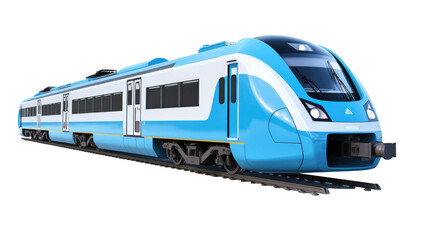 Naklejka premium blue modern train isolated on a transparent background